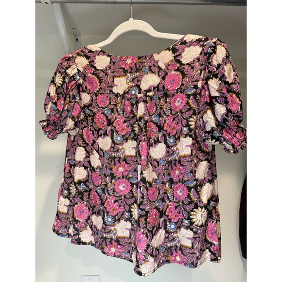 NWT Cynthia Rowley Floral Ruched Short-Sleeve Blouse‎ Size Small - Picture 8 of 8